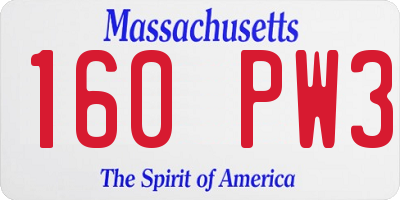 MA license plate 160PW3