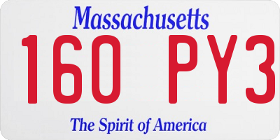 MA license plate 160PY3