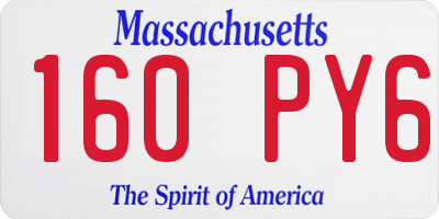 MA license plate 160PY6