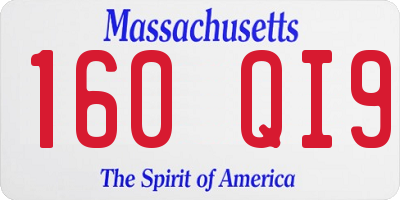 MA license plate 160QI9