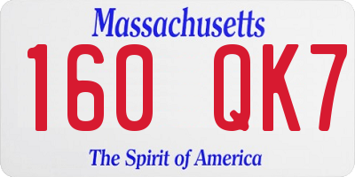 MA license plate 160QK7