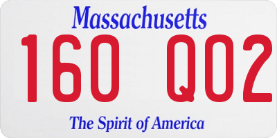 MA license plate 160QO2