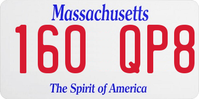MA license plate 160QP8