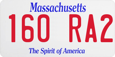 MA license plate 160RA2