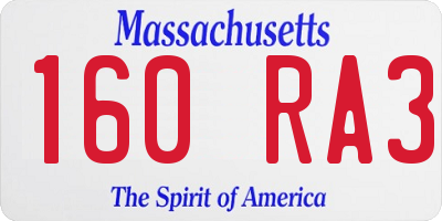 MA license plate 160RA3