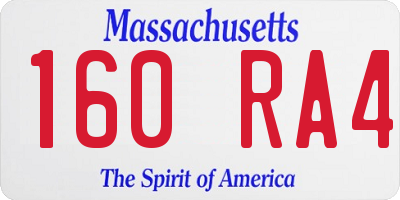 MA license plate 160RA4