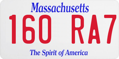 MA license plate 160RA7