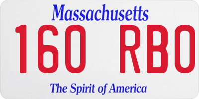 MA license plate 160RB0