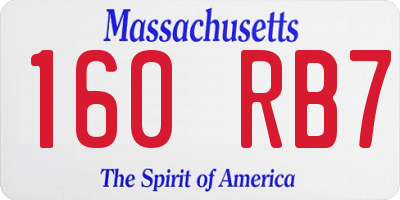 MA license plate 160RB7