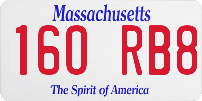 MA license plate 160RB8