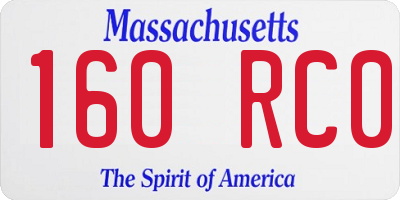 MA license plate 160RC0