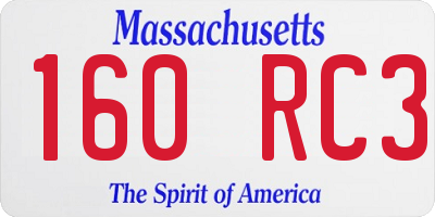 MA license plate 160RC3