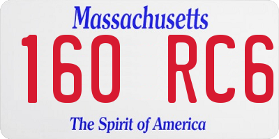 MA license plate 160RC6