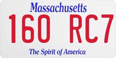 MA license plate 160RC7