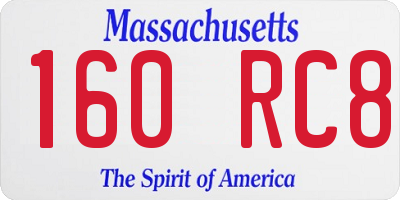 MA license plate 160RC8