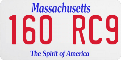 MA license plate 160RC9