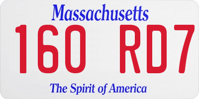 MA license plate 160RD7