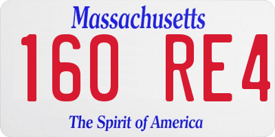 MA license plate 160RE4