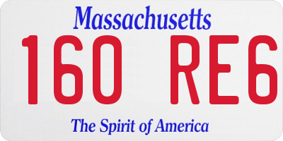 MA license plate 160RE6
