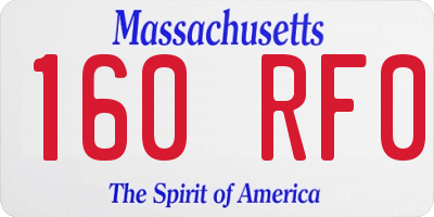 MA license plate 160RF0