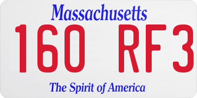 MA license plate 160RF3
