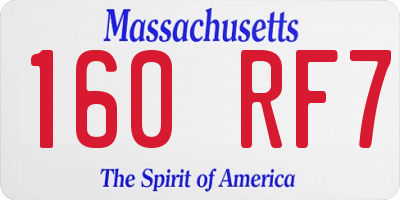 MA license plate 160RF7
