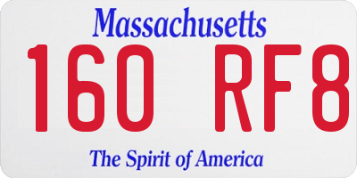 MA license plate 160RF8
