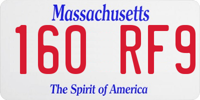 MA license plate 160RF9