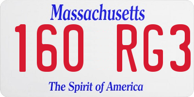 MA license plate 160RG3