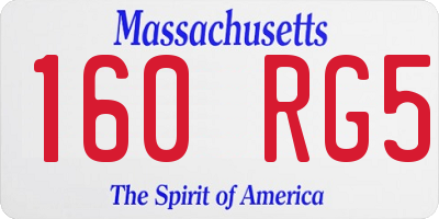 MA license plate 160RG5