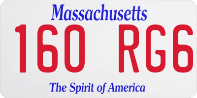 MA license plate 160RG6