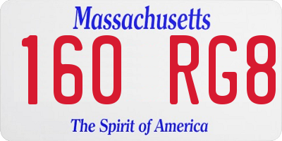 MA license plate 160RG8