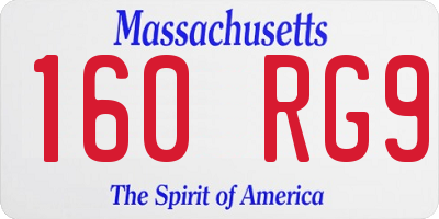 MA license plate 160RG9