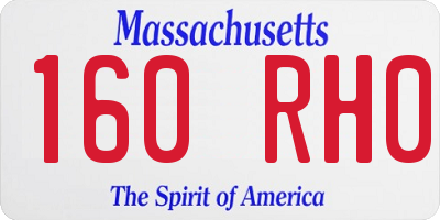 MA license plate 160RH0