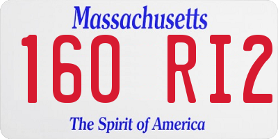MA license plate 160RI2