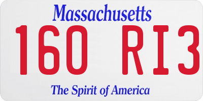 MA license plate 160RI3