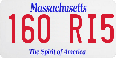 MA license plate 160RI5