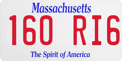 MA license plate 160RI6