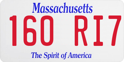 MA license plate 160RI7