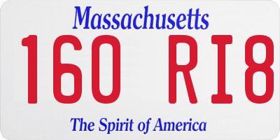 MA license plate 160RI8