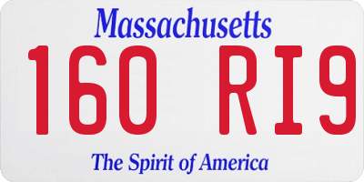 MA license plate 160RI9