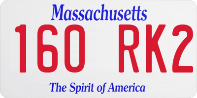 MA license plate 160RK2