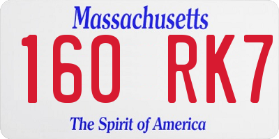MA license plate 160RK7