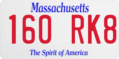 MA license plate 160RK8