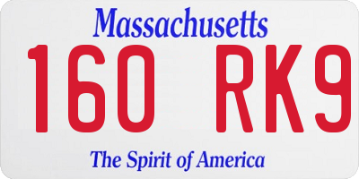 MA license plate 160RK9