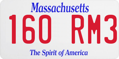 MA license plate 160RM3