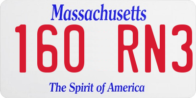 MA license plate 160RN3