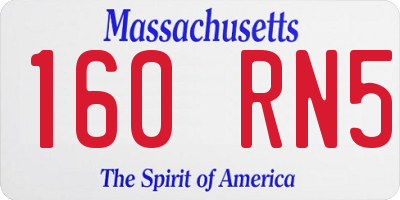 MA license plate 160RN5