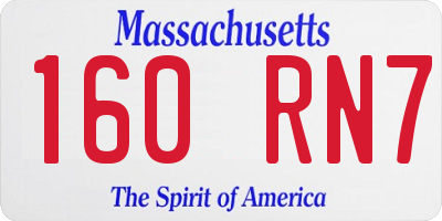 MA license plate 160RN7