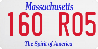 MA license plate 160RO5